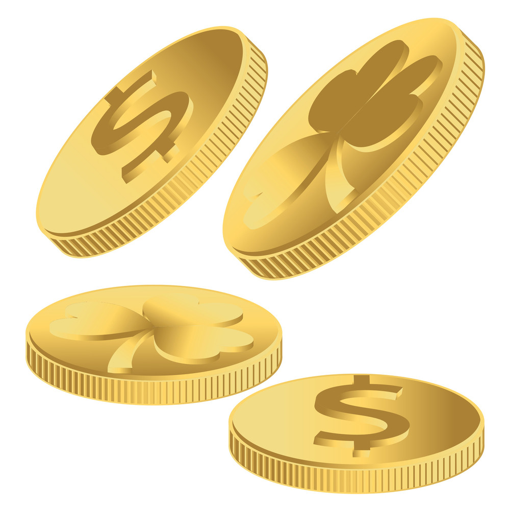 Gold Shamrock And Dollar Coins Royalty-Free Stock Image - Storyblocks