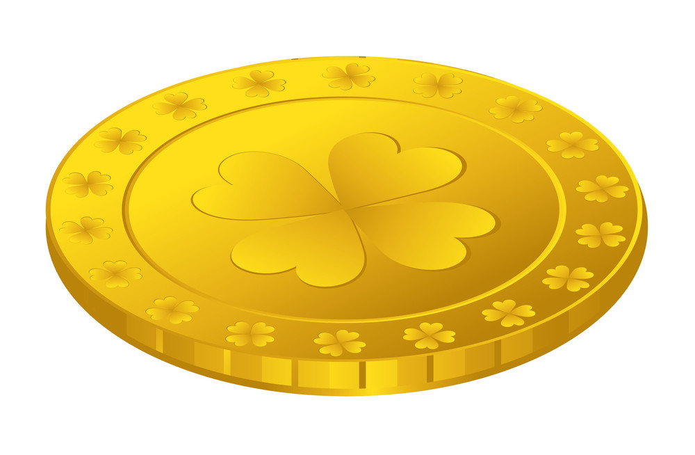 Golden Shamrock Symbol Coin Vector Illustration Royalty-Free Stock ...