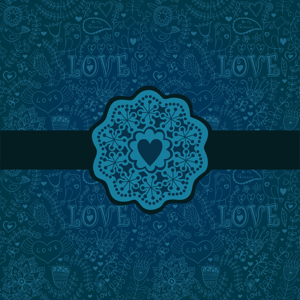 Romantic Blue Floral Background Illustration For Valentine Design