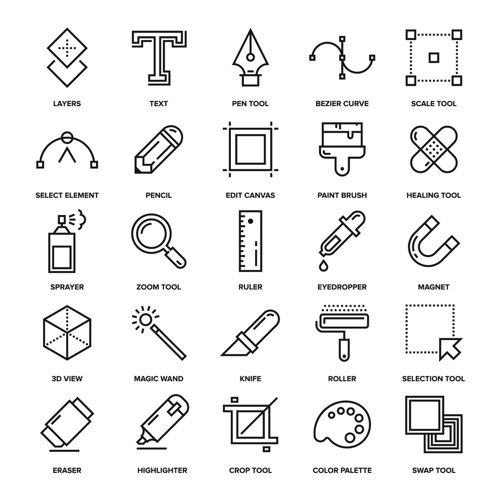 Download Abstract vector collection of line design tools icons ...