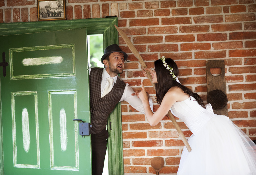 Beautiful Bride And Their Country Style Wedding Royalty Free Stock