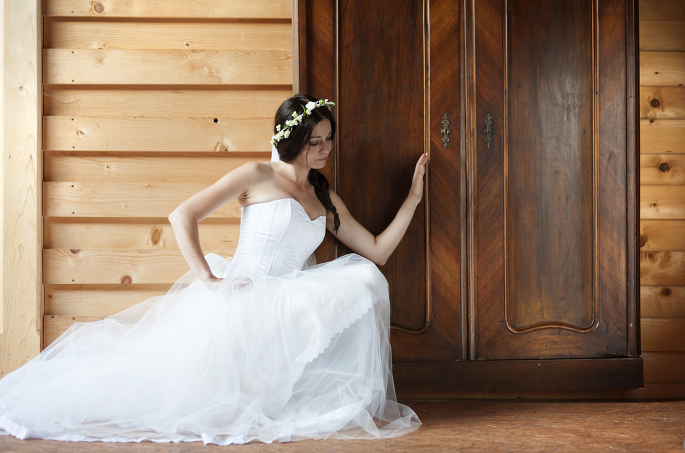 Beautiful Bride In Country Style Wedding Dress Royalty Free Stock