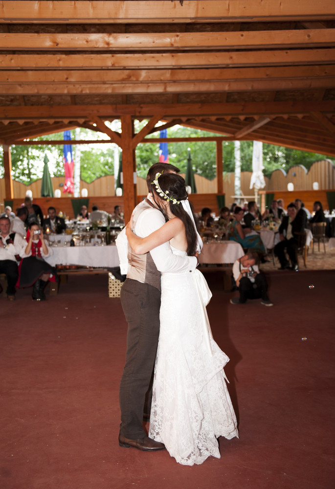 Bride And Groom Dancing At The Wedding Reception Royalty Free