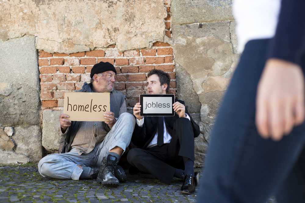 Homeless men are begging on the street. Royalty-Free Stock Image ...