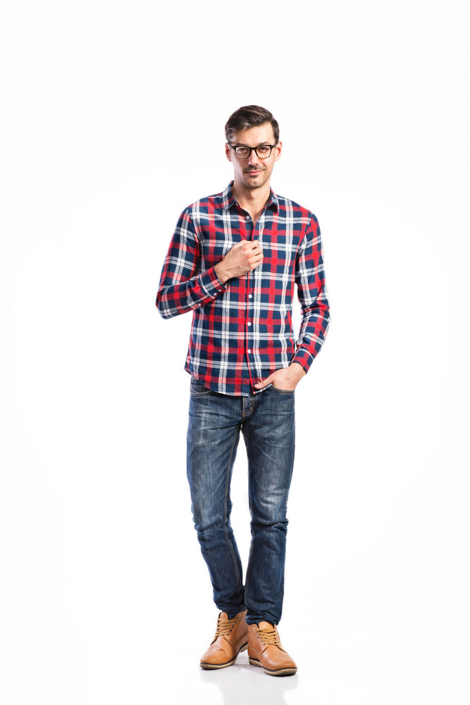 checked shirt with jeans