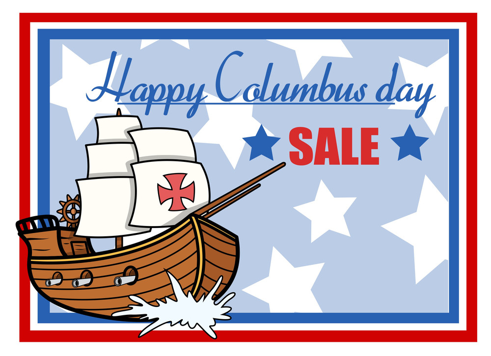 Happy Columbus Day Sale Graphic Banner RoyaltyFree Stock Image