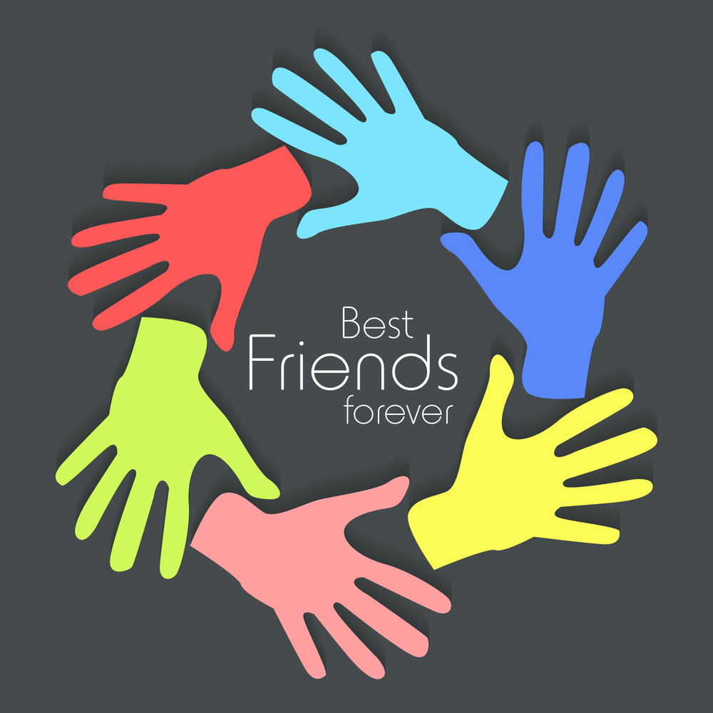 Happy Friendship Day Concept With Print Of Colorful Hands On Grey ...