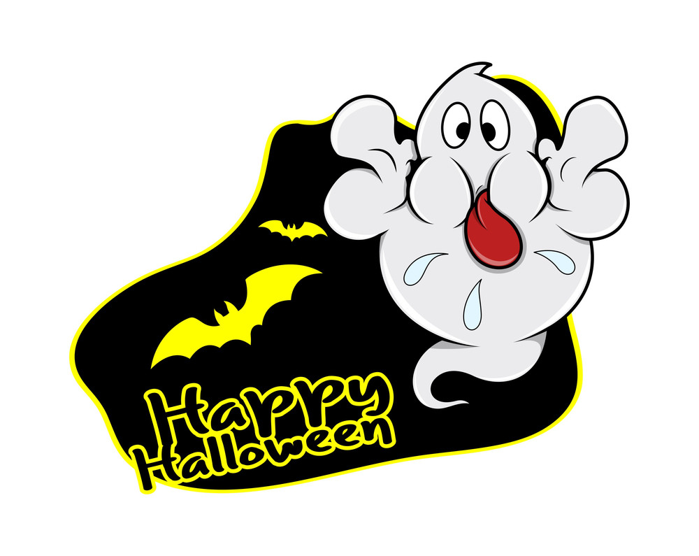 Happy Halloween Ghost Vector Graphic Royalty-Free Stock Image - Storyblocks