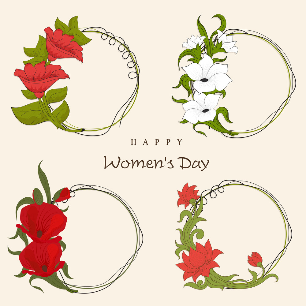 Happy Womens Day Greeting Card Or Poster Design With Beautiful