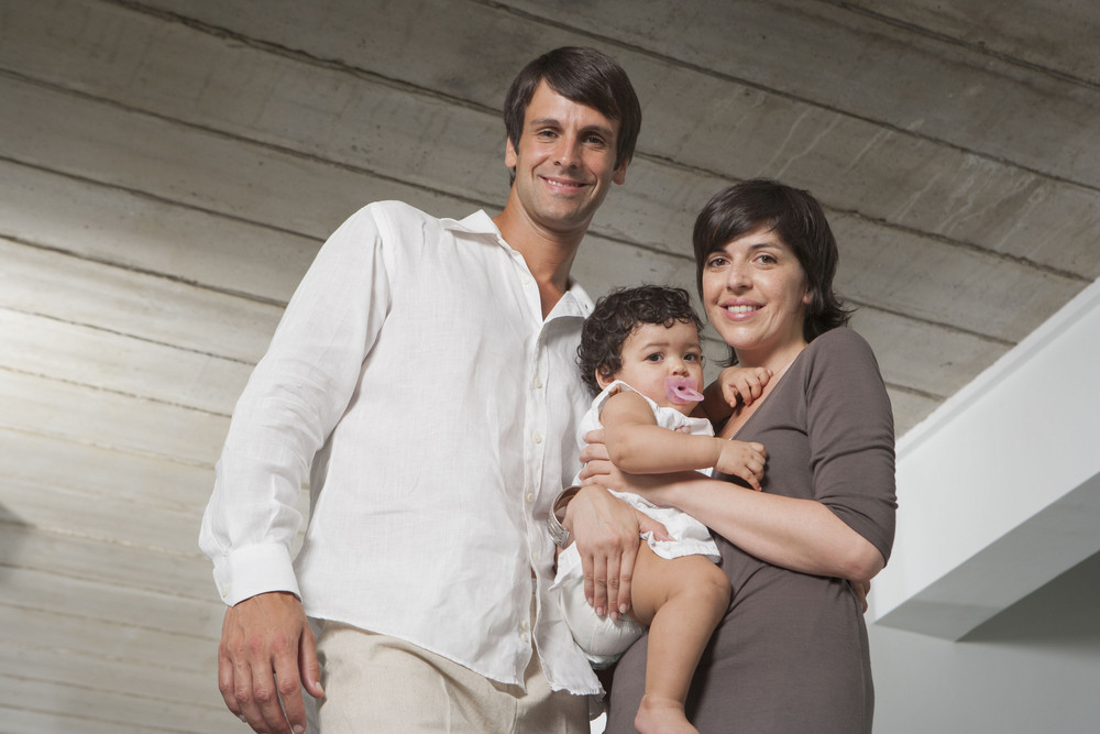 Hispanic family with baby