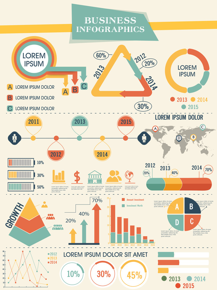 Business infographics template with different elements and graphs ...