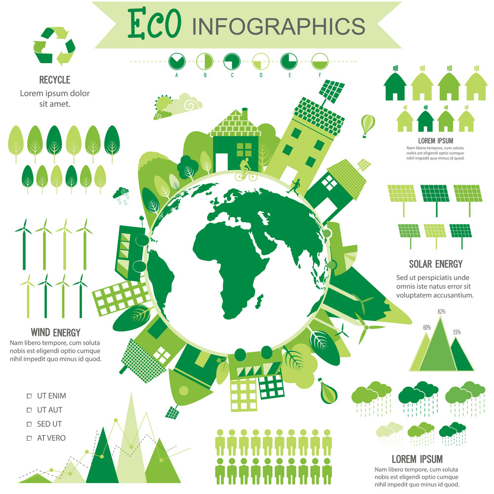 Big set of various ecological infographic elements with statistical ...