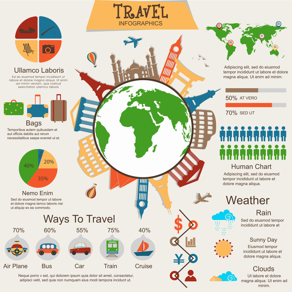 A big set of various infographic graphs and charts with illustration of ...