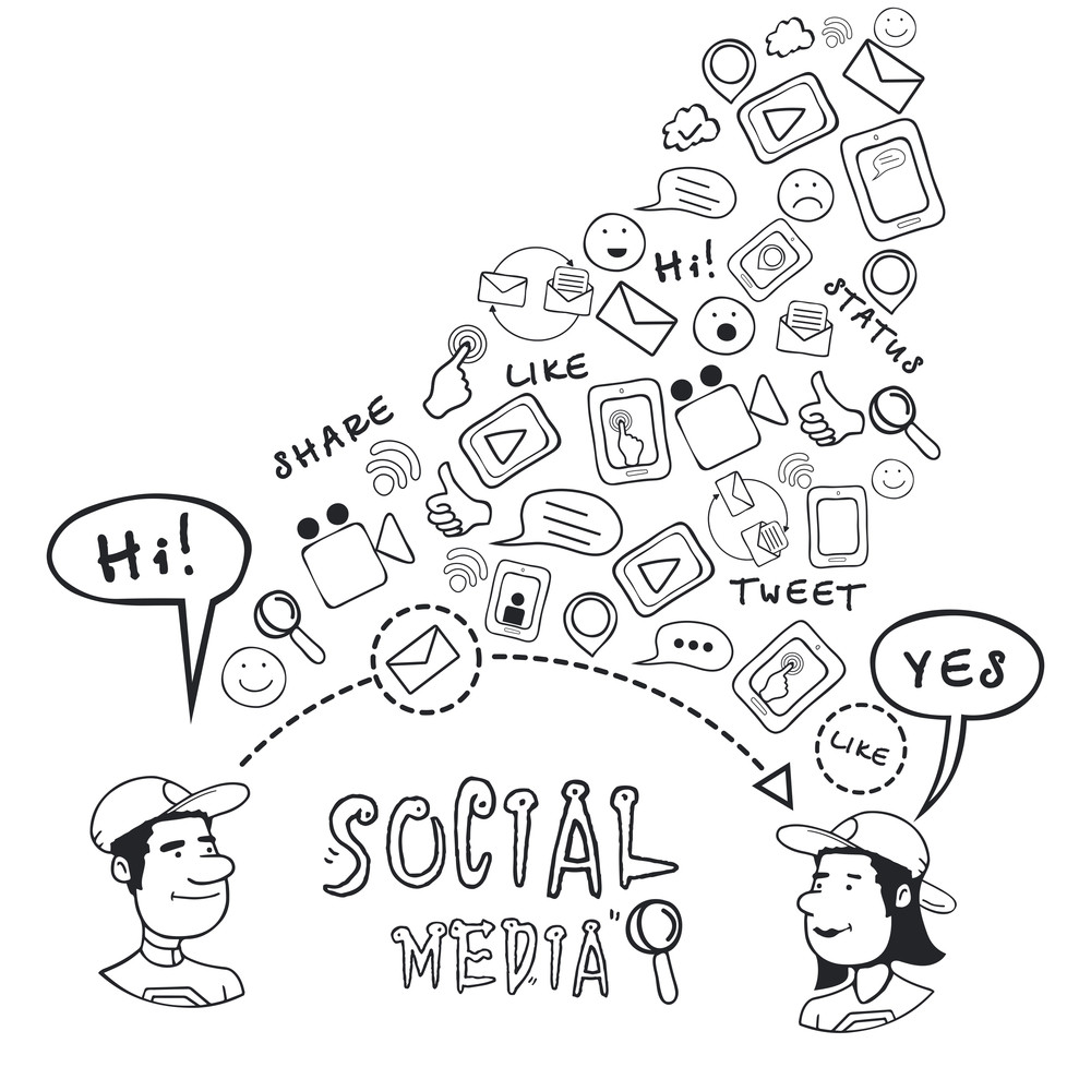 Collection Of Different Social Media Or Communication Icons On