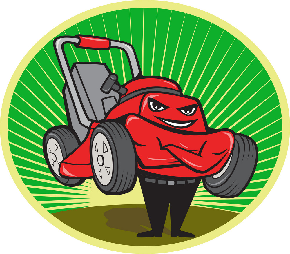 Lawn Mower Man Cartoon Oval Royalty-Free Stock Image - Storyblocks Images