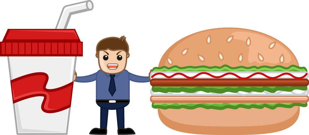 Lunch Time - Cartoon Business Vector Character Royalty-Free Stock Image