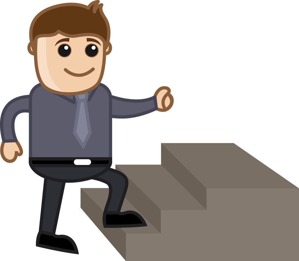 Man Stepping Up Business Cartoon Character Vector Royalty Free