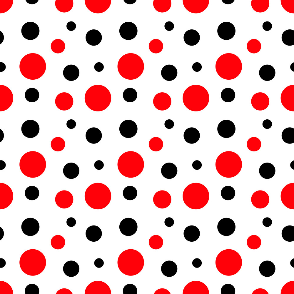 Pattern Of Black And Red Polka Dots On White Minnie Mouse