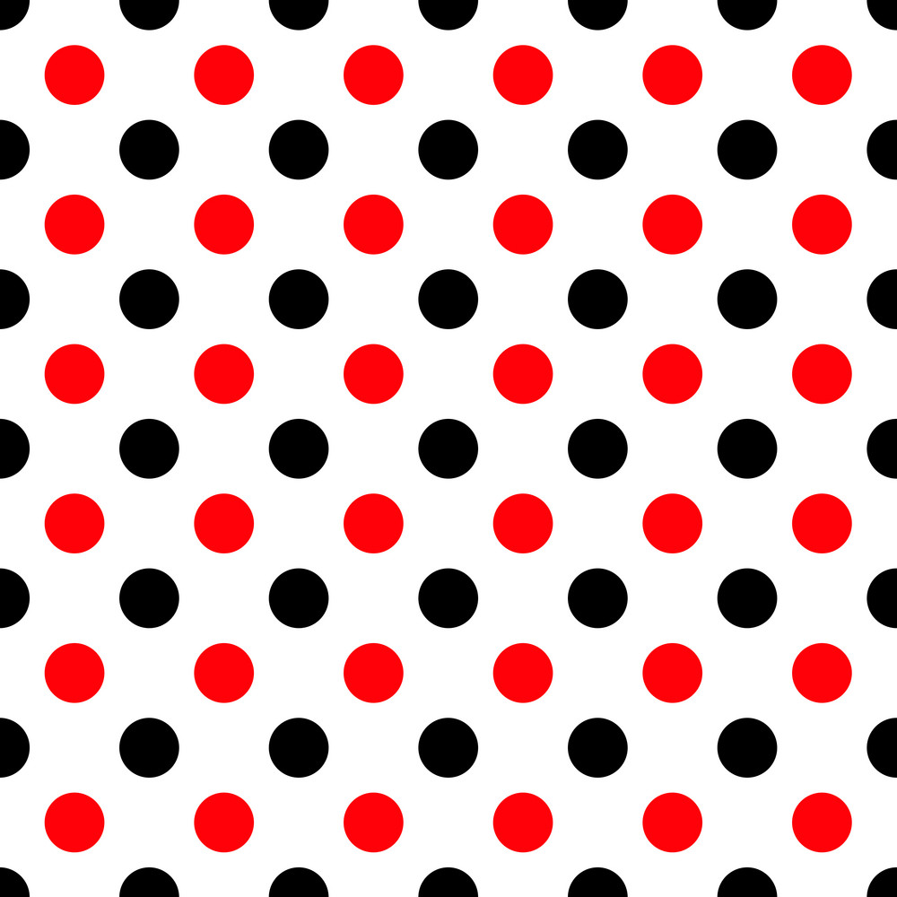 Pattern Of Black And Red Polka Dots On White Minnie Mouse