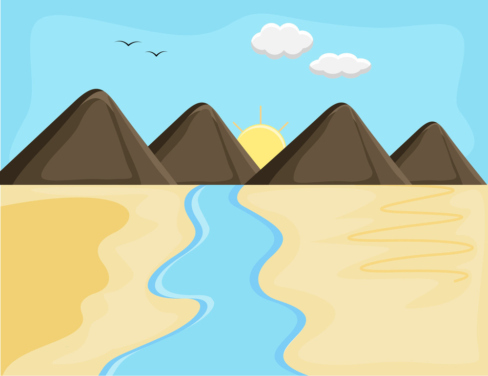 Mountain Ladscape - Cartoon Background Vector Royalty-Free Stock Image