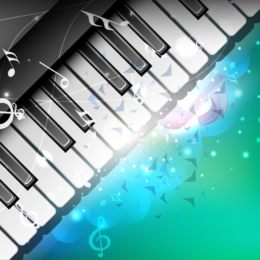 Music Notes On Creative Background With Piano Keys Royalty-Free Stock ...