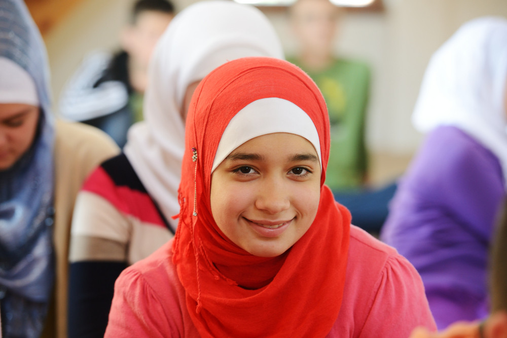 Muslim And Arabic Girls Learning Together In Group Royalty Free Stock