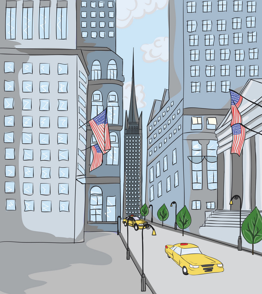 New York Cartoon Background Vector Illustration Royalty-Free Stock