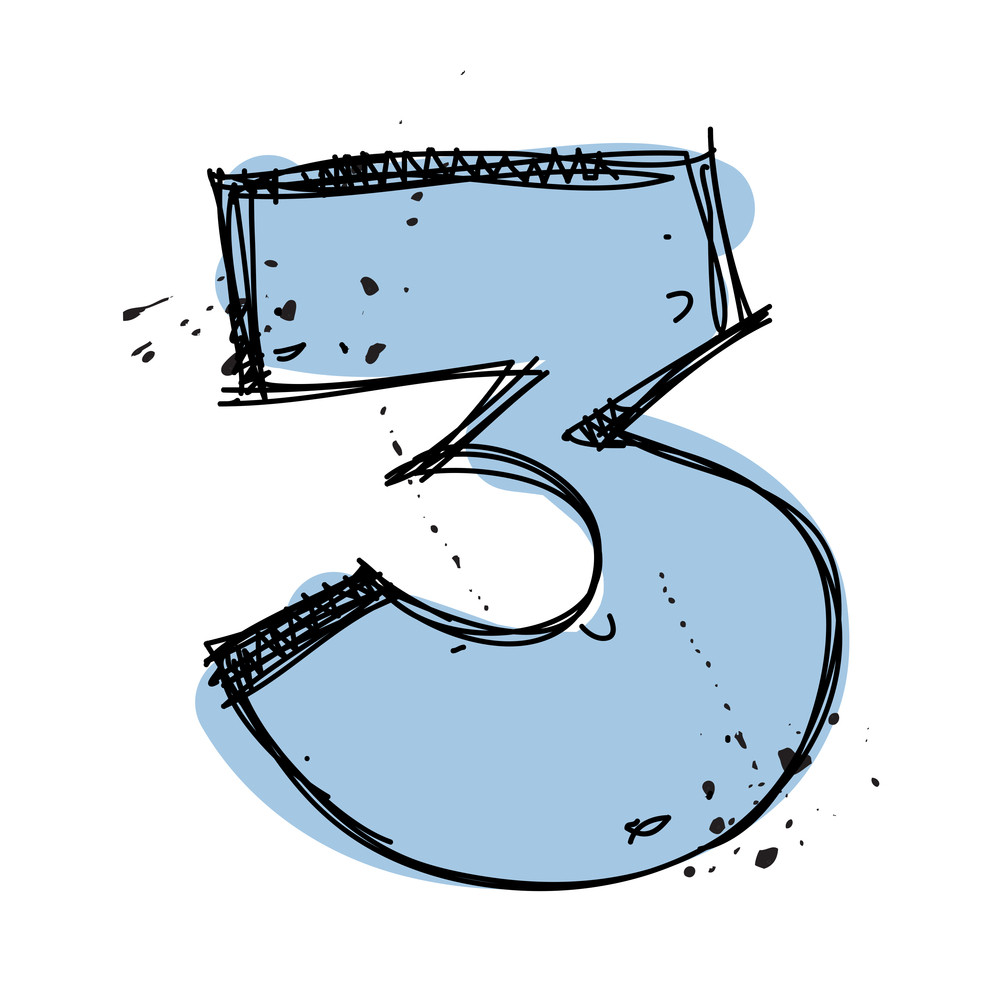 Number 3 In Sketchstyle. Vector Illustration RoyaltyFree Stock Image