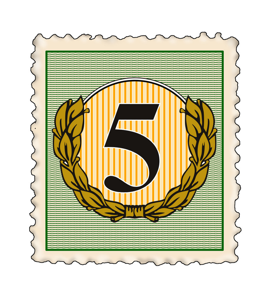 Number 5 In Stamp Royalty-Free Stock Image - Storyblocks