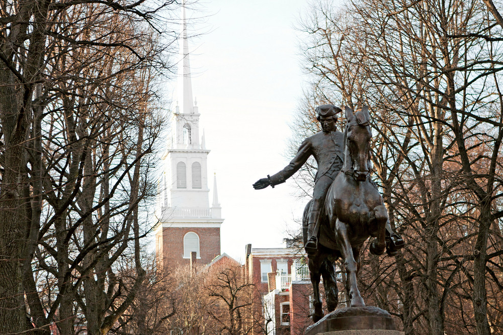 Paul Revere Monument found in Bostons North End on the freedom trail ...