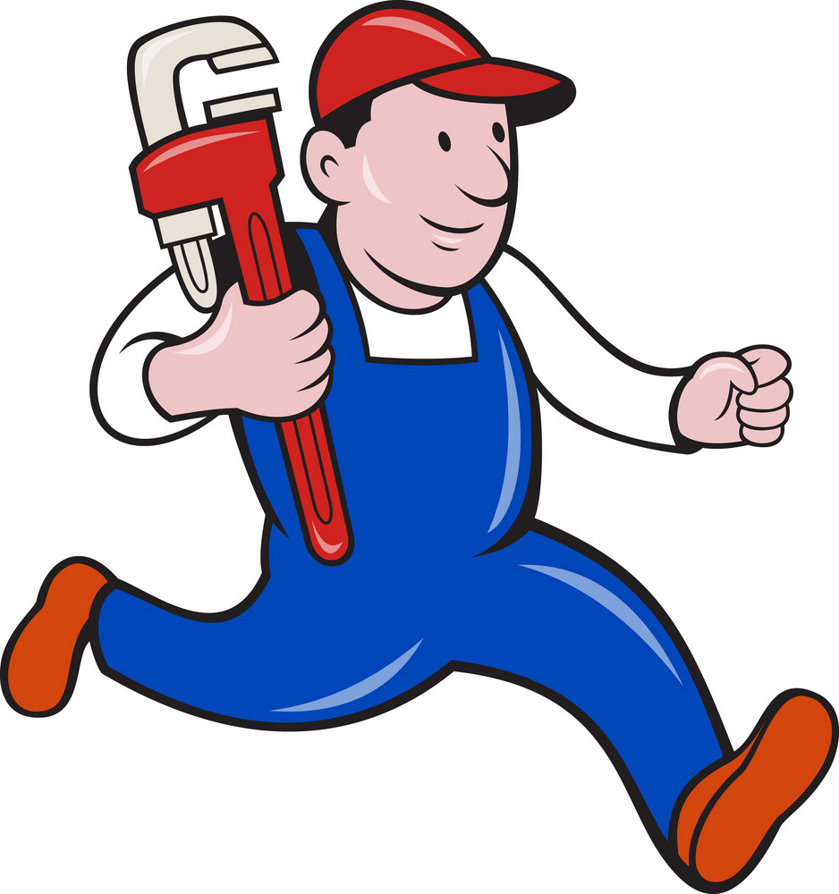 Plumber With Monkey Wrench Cartoon Royalty-Free Stock Image - Storyblocks