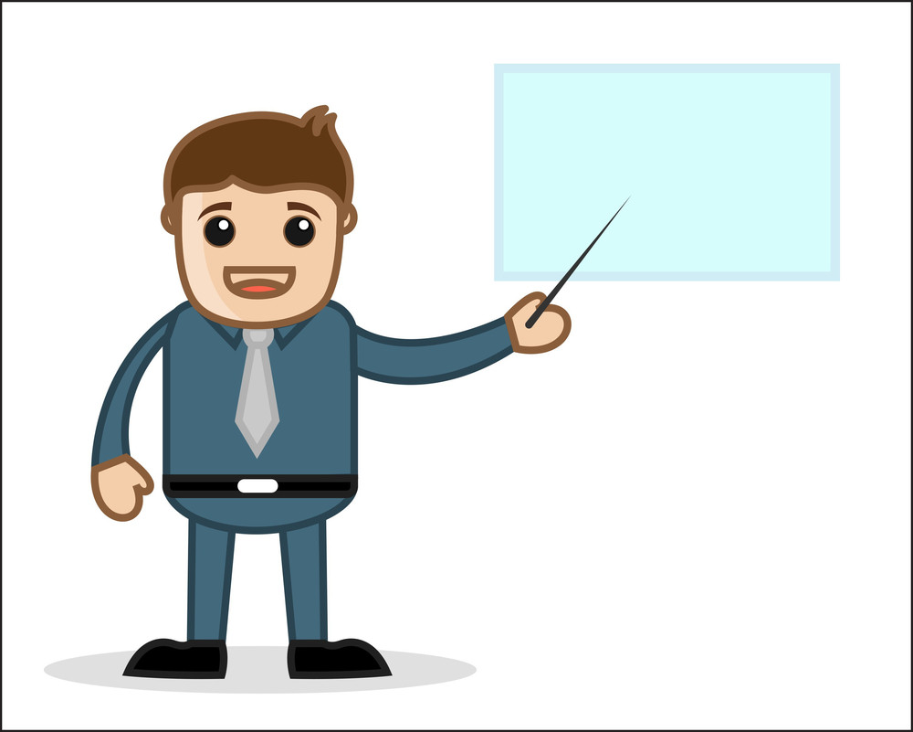 Pointing On Presentation - Office And Business People Cartoon Character ...