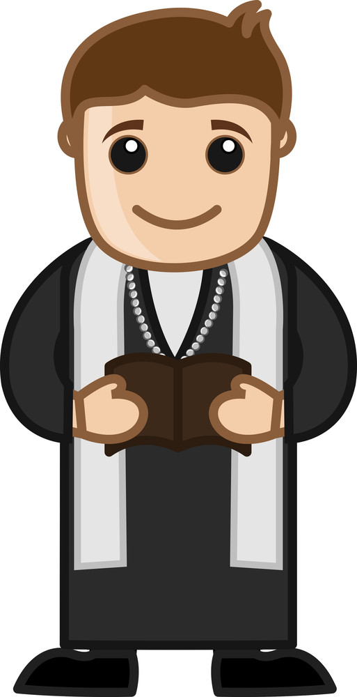 Priest Reading Bible - Cartoon Vector Character Royalty-Free Stock ...