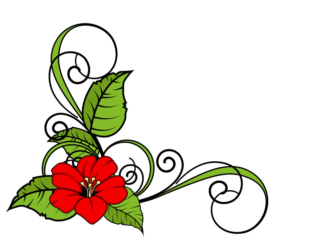 Red Flower Swirl Corner Frame Royalty-Free Stock Image - Storyblocks