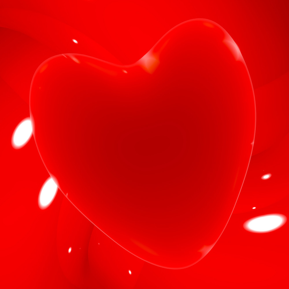 Red Heart On A Glowing Background Showing Love Romance And