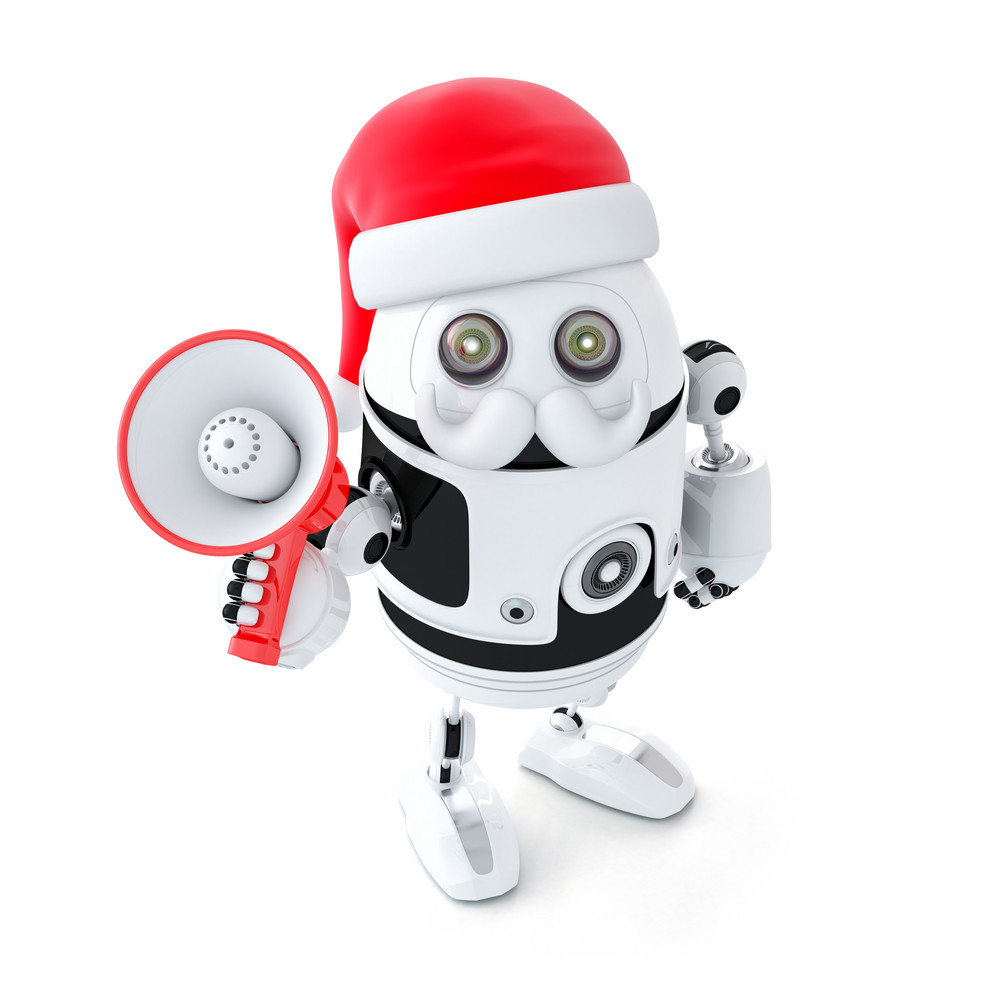 Robot Santa With Megaphone Christmas Concept Royalty Free Stock