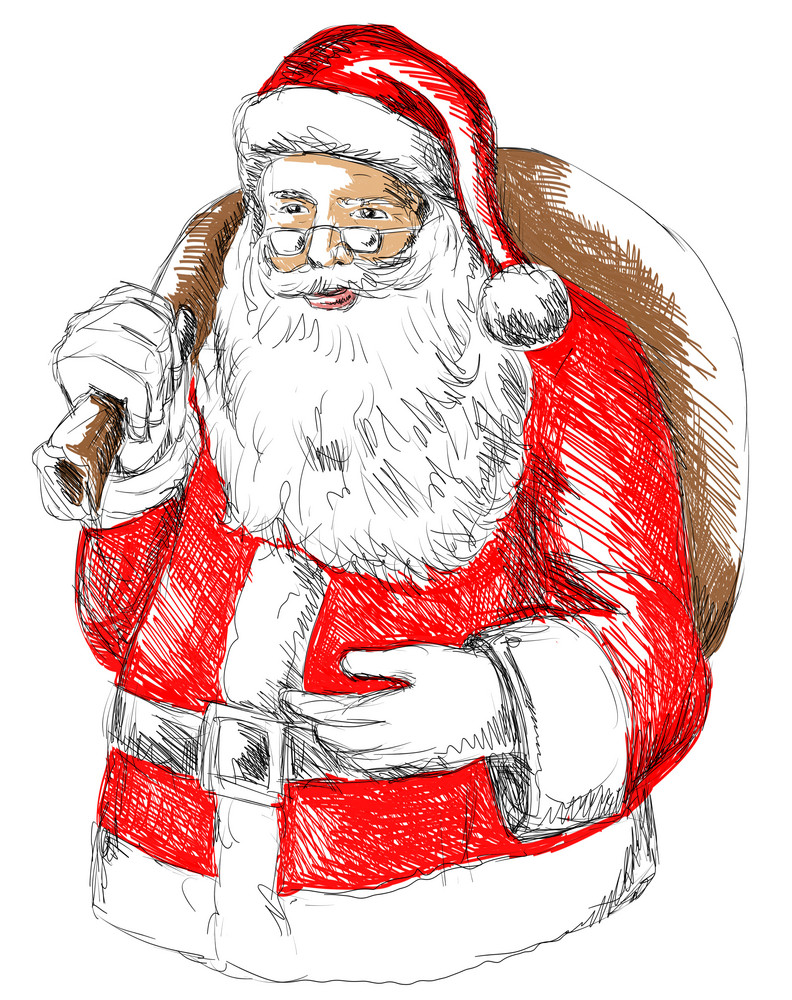 Santa Claus Front Sketch Colour Royalty-Free Stock Image - Storyblocks