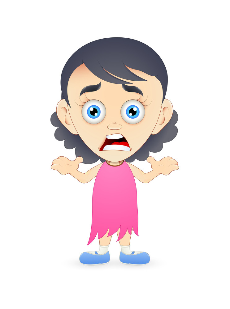 Scared Cartoon Girl Royalty-Free Stock Image - Storyblocks