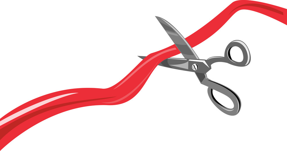 Scissors Cutting Red Ribbon Royalty-Free Stock Image - Storyblocks