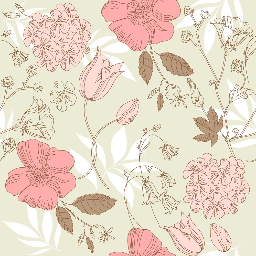 Seamless Vintage Flower Pattern RoyaltyFree Stock Image Storyblocks