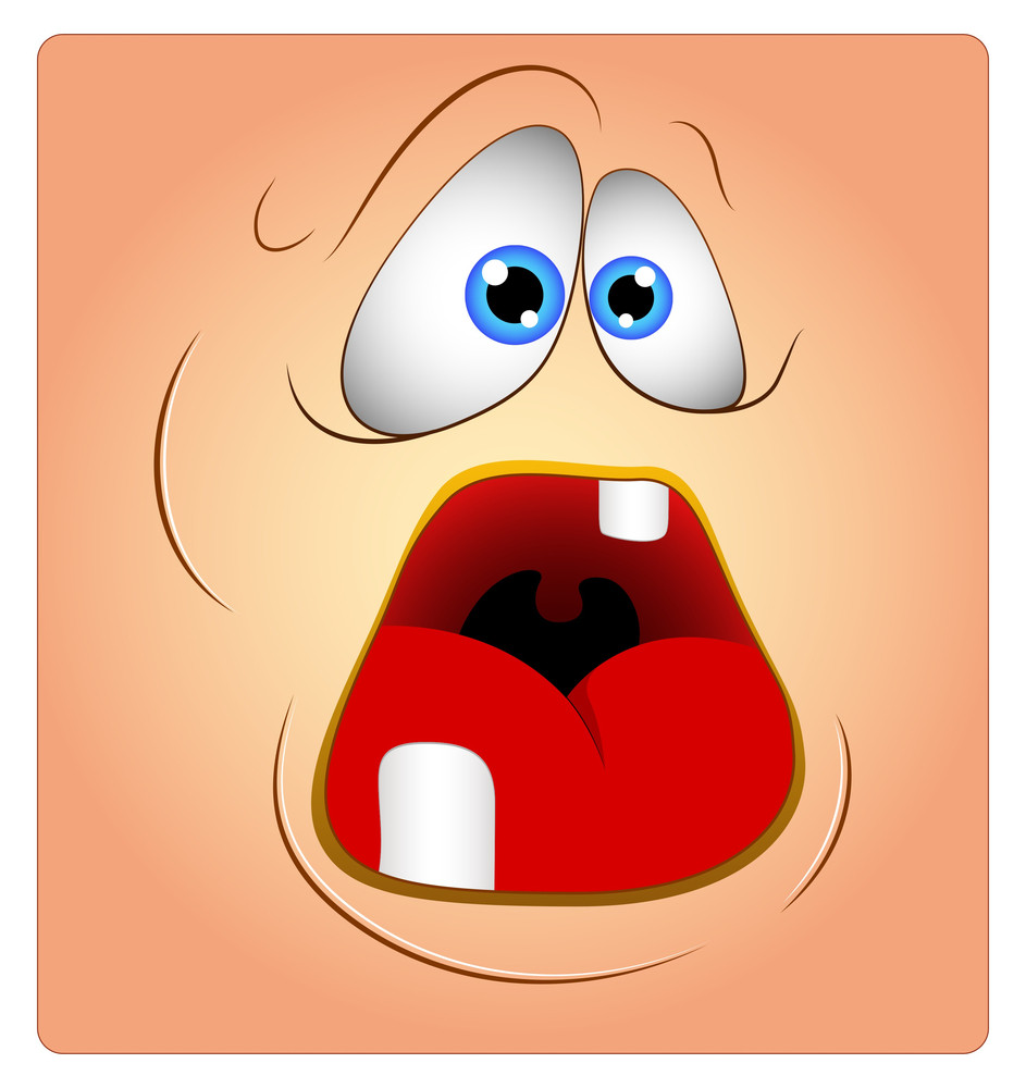 Shocked Smiley Cartoon Character Face Royalty-Free Stock Image