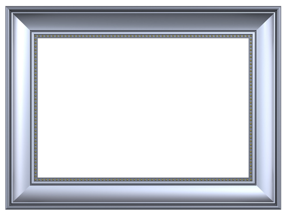 Silver Rectangular Frame Isolated On White Background. Royalty-Free ...