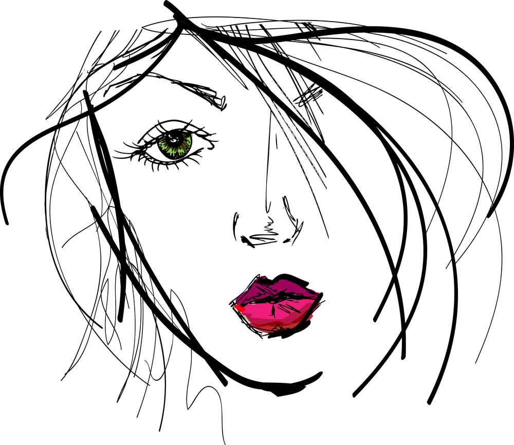 Download Sketch Of Beautiful Woman Face. Vector Illustration ...