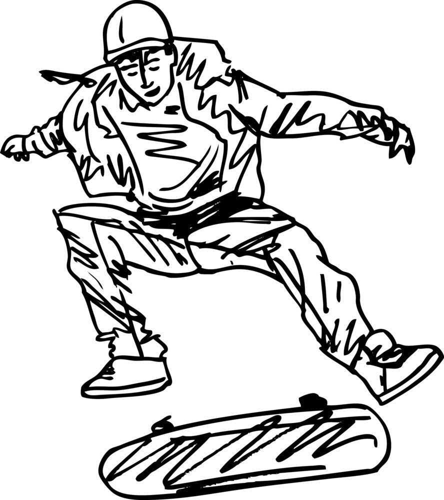 Sketch Of Skateboard Boy. Vector Illustration Royalty-Free Stock Image ...