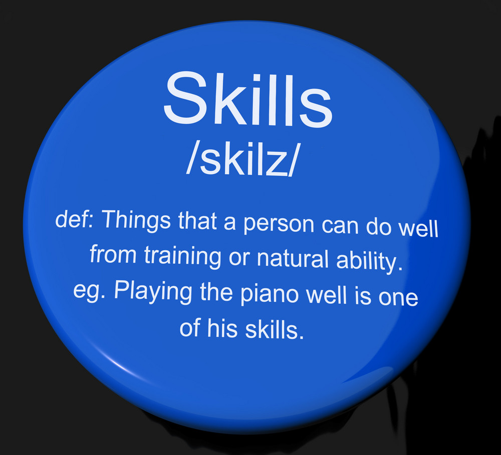 Skills Definition Button Showing Aptitude Ability And Competence ...