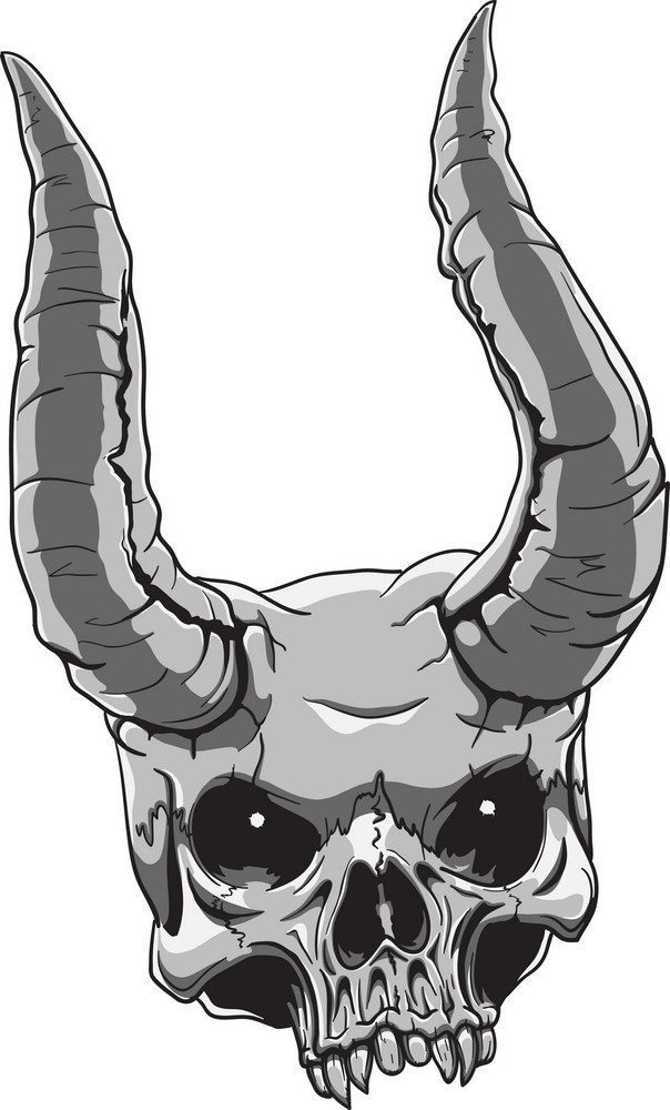 Skull Vector Element With Horn Royalty-Free Stock Image - Storyblocks