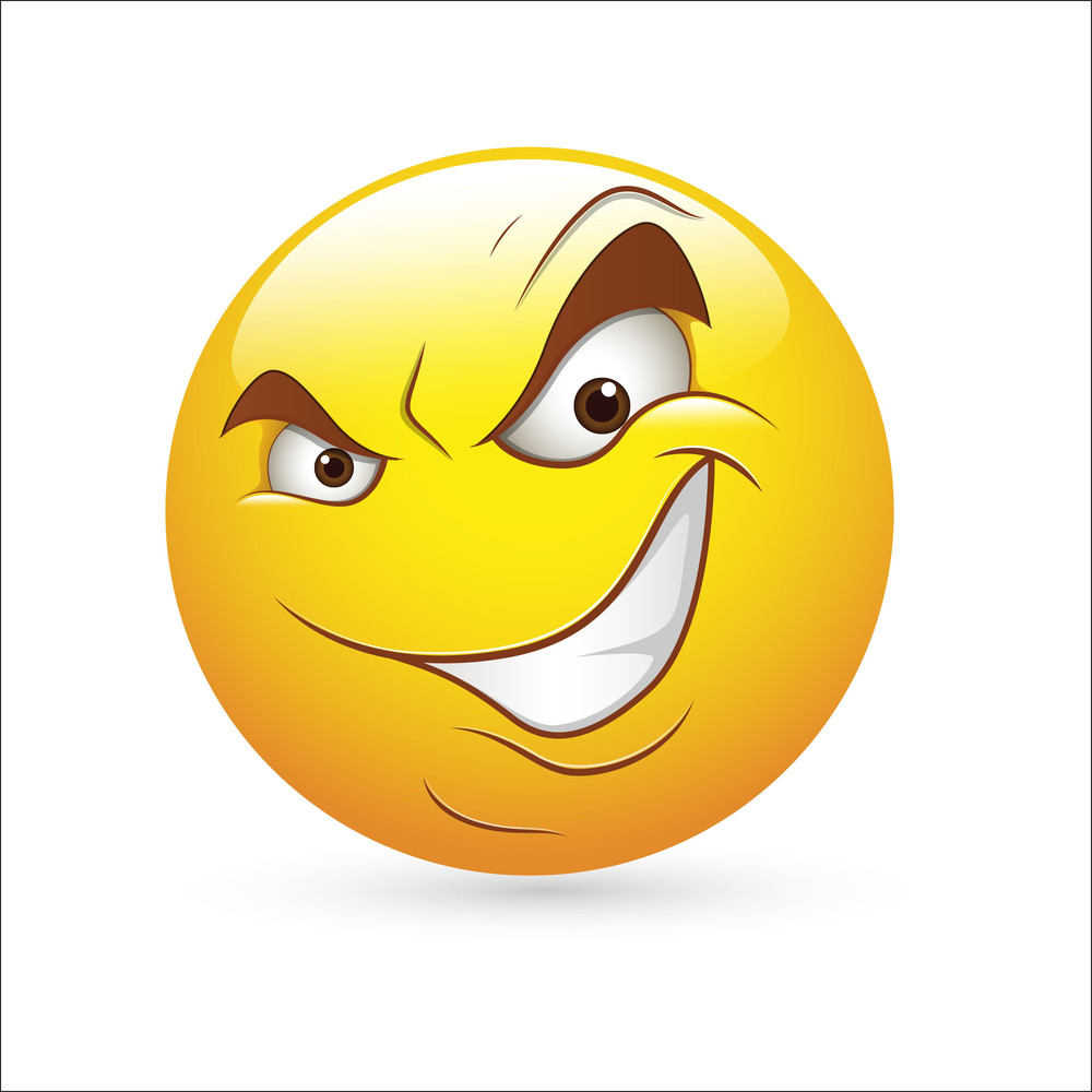 Smiley Emoticons Face Vector - Cunning Evil Expression Royalty-Free ...