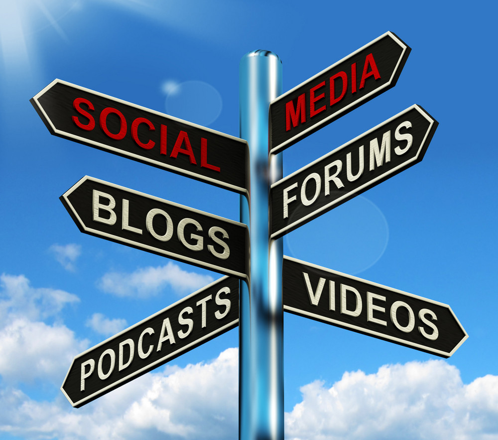 Social Media Signpost Shows Information Support And Communication