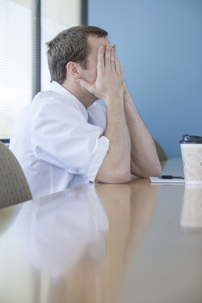 Stressed person in office