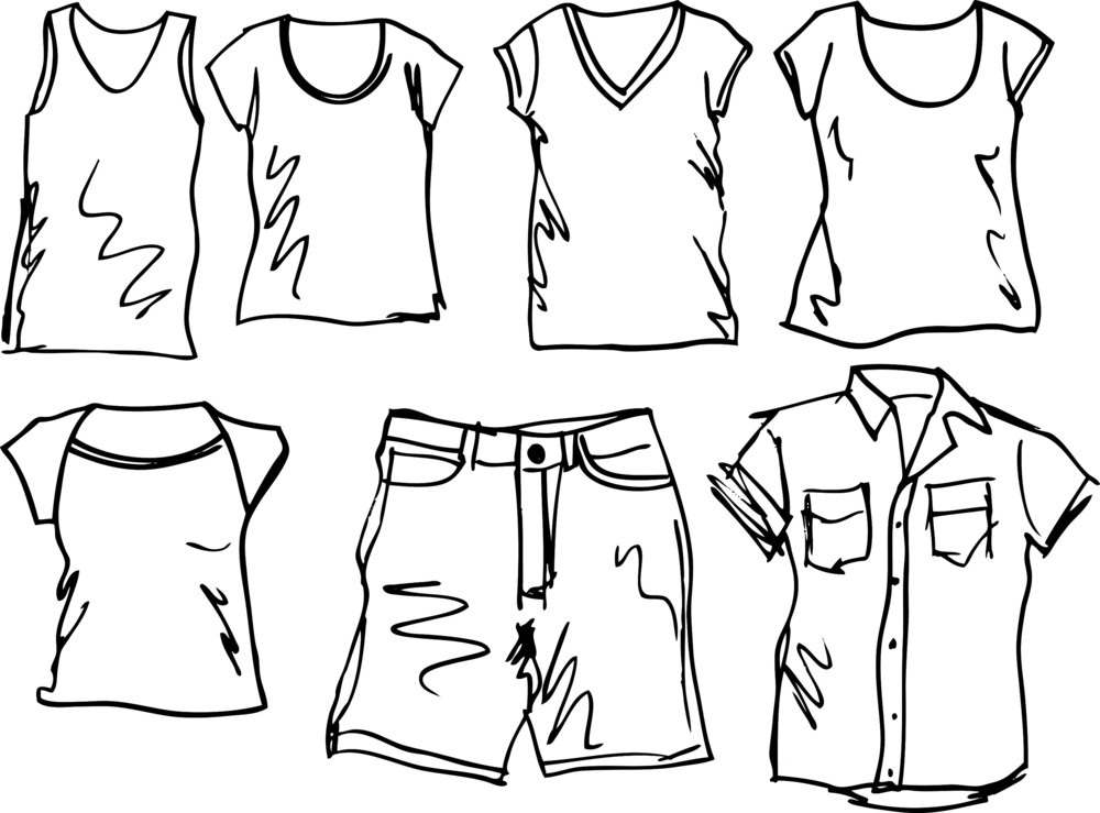 Summer Clothing Sketch Collection. Vector Illustration Royalty-Free ...